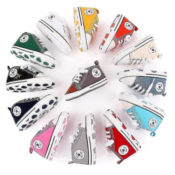 Babysko, & Star Solid Sneaker Bomull Myk Anti-skli Såle