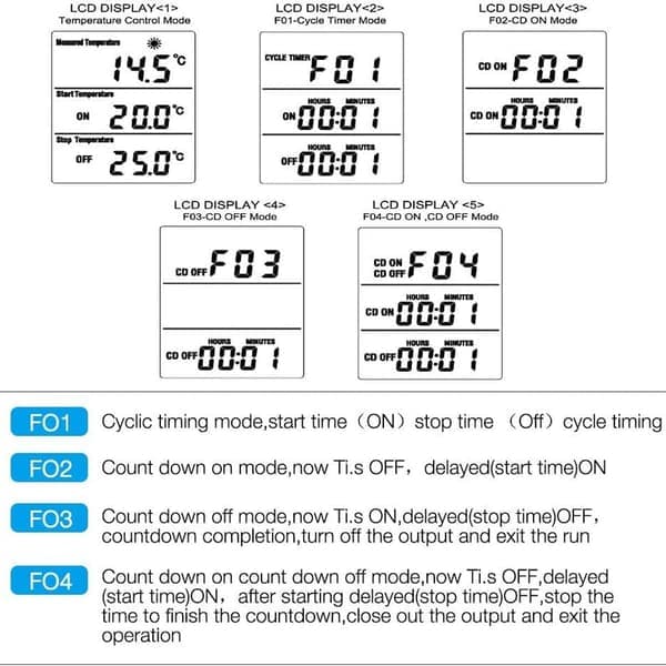 Digital temperaturregulator opvarmning køling termostatstik LCD temperaturregulator