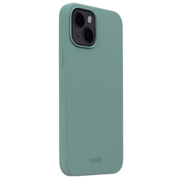 held iPhone 15 Mobildeksel Silikon Mosegrønn