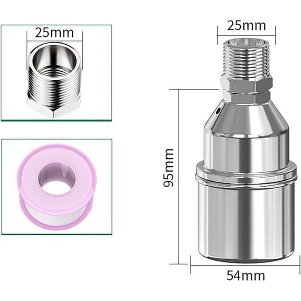 Flyteventil, 304 rustfritt stål, 3/4\", automatisk vannstandskontroll, toppinnløp, minimum, automatisk avstengning