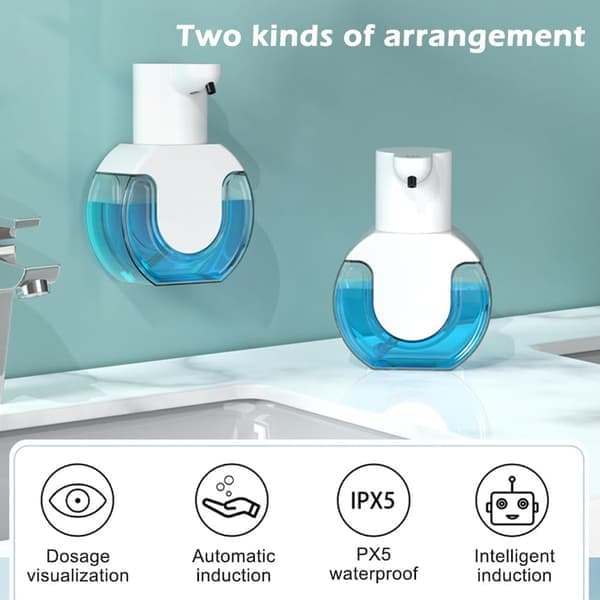 Automatisk sæbedispenser 420ml vægmonteret til toiletkøkken