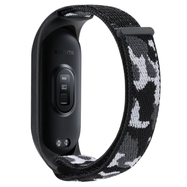 Xiaomi Mi Band 7 / 6 / 5 nylon camouflage urrem - Sort Sort