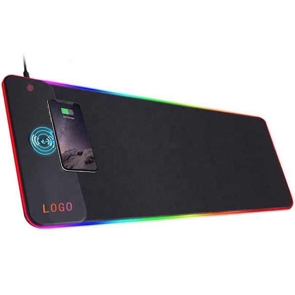 Trådløs lading RGB Gaming Musematte 15W, LED Musematte 800x300x4MM, 7 Lysmoduser