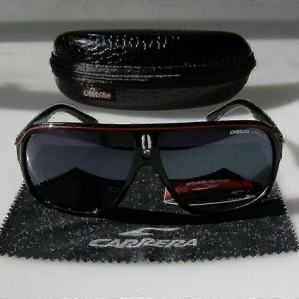 Herresolbriller Mode Carrera Ruthenium Pilot Gradient Linse Briller+æske Rød Sort Red Black