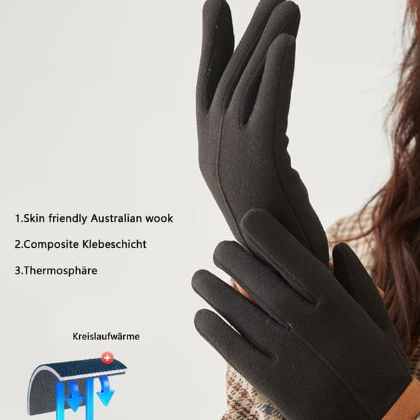 Dame Vinterhandsker Mode Touchscreen Varme Forede Dame Koldvejrshandsker Julegaver, Sort