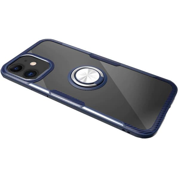 Etui med ringholder - iPhone 12 Sort/Sølv Svart/Silver