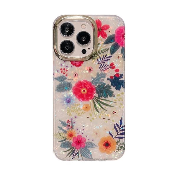 Skjelltekstur Blomst TPU-telefondeksel til iPhone 14 Blomster X3