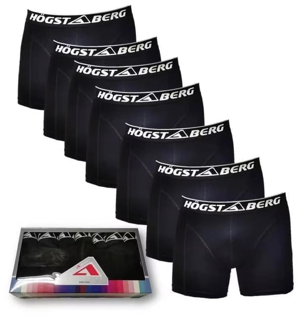 Alushousut mustat, Högstaberg Bokserit, Miehet, puuvilla-alushousut - 7 kpl musta MEDIUM MEDIUM