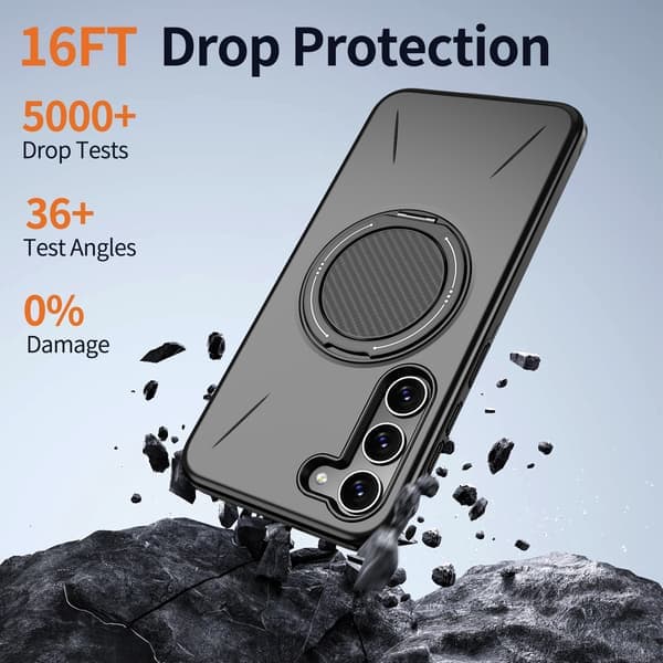 Etui til Samsung Galaxy S23, roterende støtteben Tpu + Pc (svart)