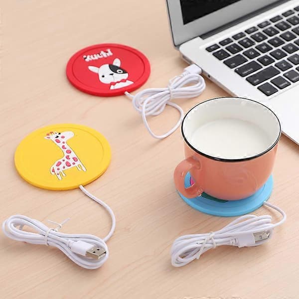USB elektrisk kaffekopvarmer til kontor, hjem, gul