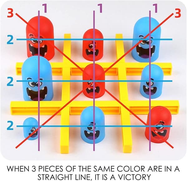 Stort Ät Litet Tic Tac Toe Spelset, 2 Spelare Blå Röd Gobblet Go