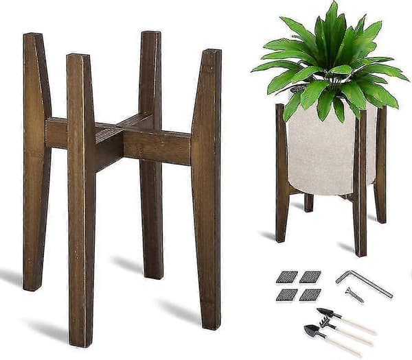 Säädettävä kasviteline, bambu, moderni sisäkasviteline, ruskea Brown