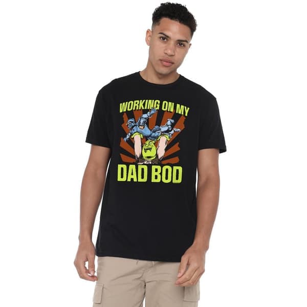 Shrek T-shirt til mænd med teksten \"Working On My Dad Bod\" L Sort Sort L L