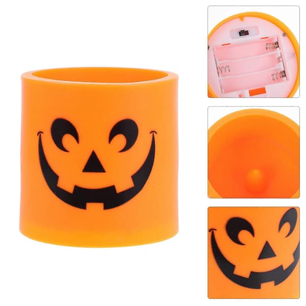 Elektronisk græskarlygte Halloween-lys til dekoration 2 stk. orange