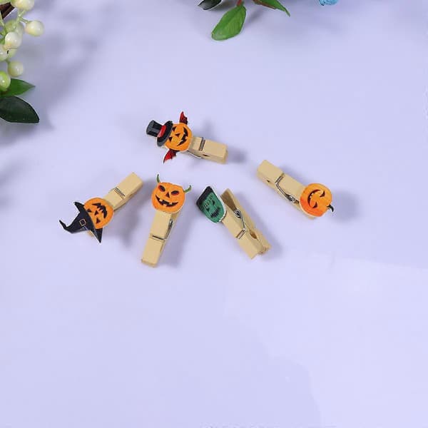 Fotopapirsklemmer Træ Halloween Græskarhoved Clips til Fest 10 Stk.