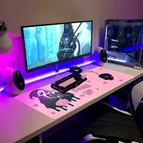 Musemåtte Stor Gaming Musemåtte 800x300 Skrivebordsmåtte til Kontorbordsmåtte, Skridsikker Gummibase, Blød, Komfortabel og Holdbar (Pink)