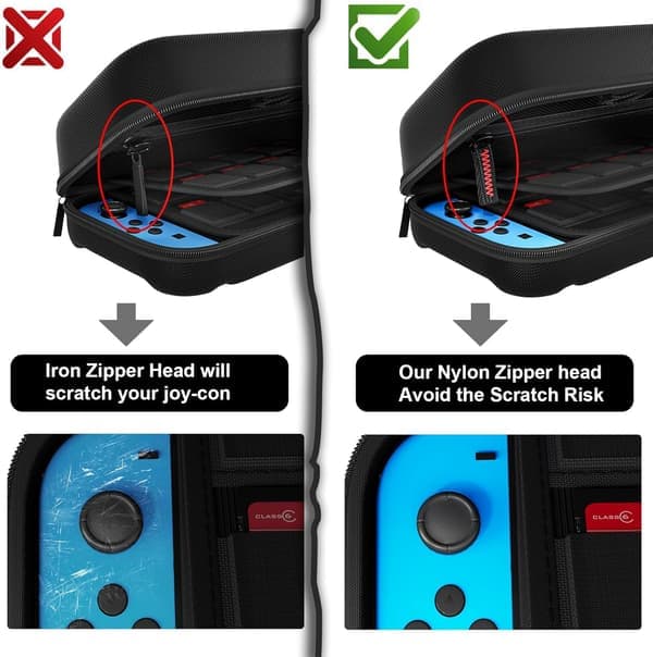 Switch-kompatibel med Nintendo Switch/Switch OLED - Bæretaske med 20 spilpatroner, etui til Nintendo Switch (sort)