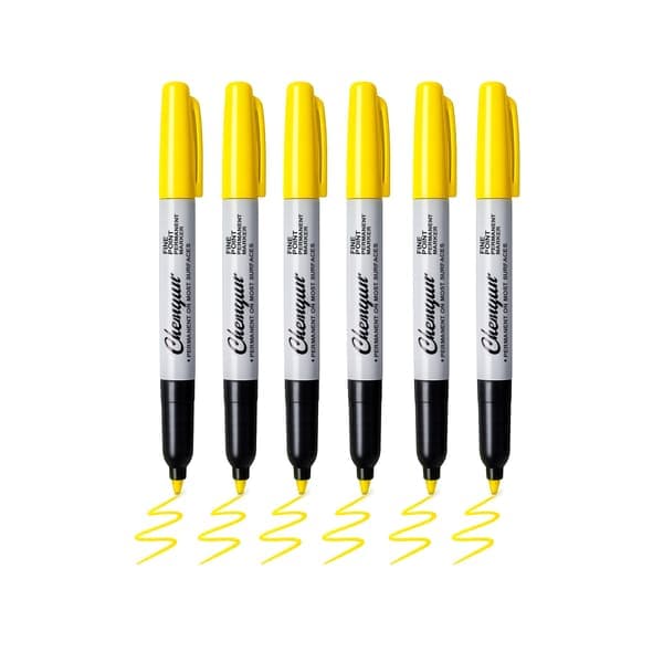 Permanent Marker / Flerfärgad Penna — Skriver smidigt, möjliggör enkla korrigeringar och blöder inte igenom papper. (Gul)