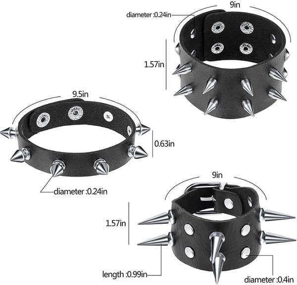 Punk Nitarmband Nit Läderarmband Manschett För Jul, 6-pack