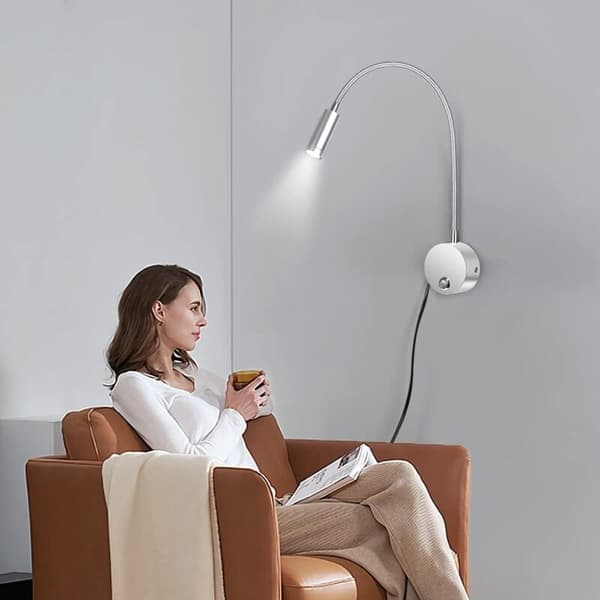 3W Berørings-dæmpbar USB Sengelampe 3000-6000K 360° Roterbar Sølv