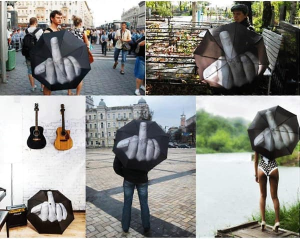 Kreativ Langfingerparaply Morsomt Sammenleggbart Design, Perfekt Gave til Menn/Kvinner