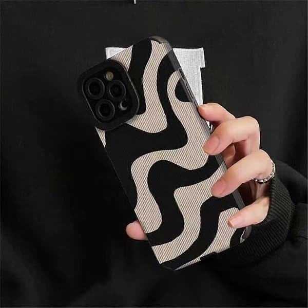 Til iPhone 15 Pro Max Deksel Sebrastripe PU-skinn+TPU Støtsikker Telefonbeskyttelse