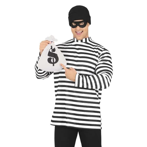 Fiestas Guirca Unisex Voksen Tyv Kostume Tilbehør Sæt One Size Sort/Hvid One Size