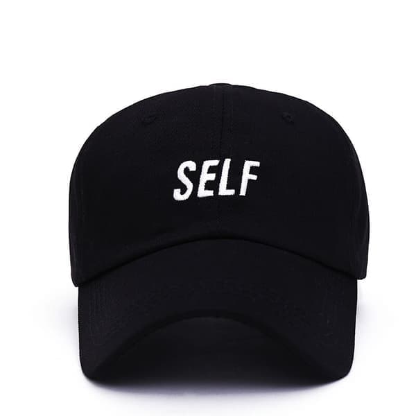 SELF svart baseballcaps med buet brem for menn og kvinner