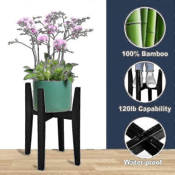 Säädettävä kasviteline, bambu, moderni sisäkasviteline, ruskea Brown