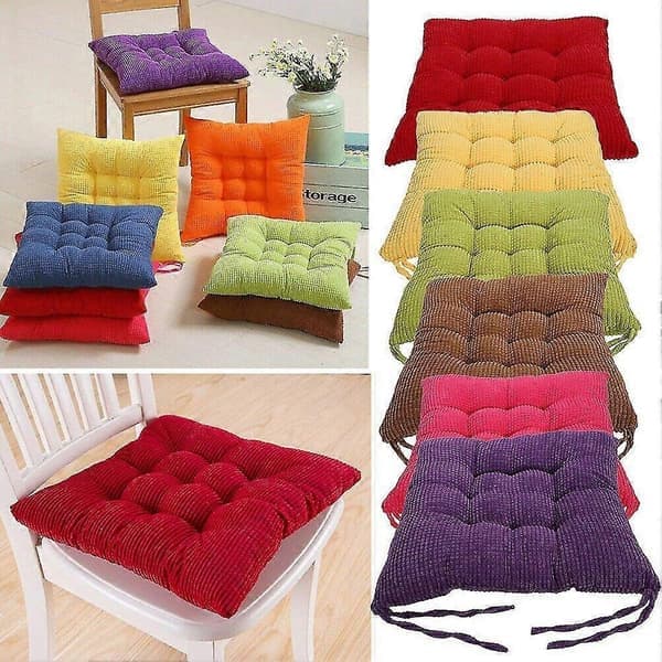 40x40cm Solid Square Soft Thick Seat Cushion Pillow with Ties for Chair Home Decor - Perfect