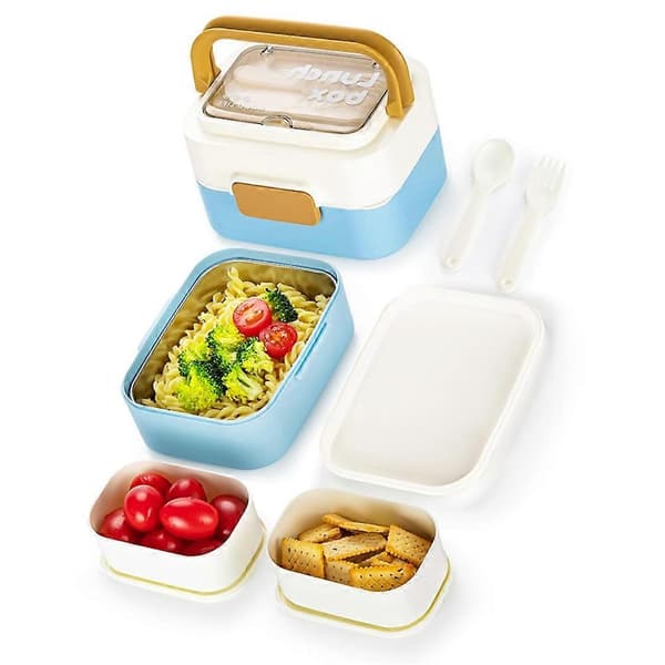 Hjem Rustfrit Stål Bento Madkasse, Stabelbar, Bærbar med Bestik
