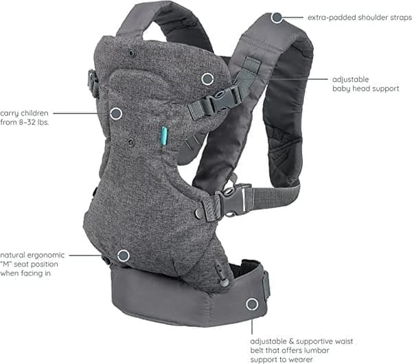 Flip Advanced 4-i-1 bæresele, bæresele med ergonomisk sete, justerbar, forovervendt og forovervendt bæreposisjon, for