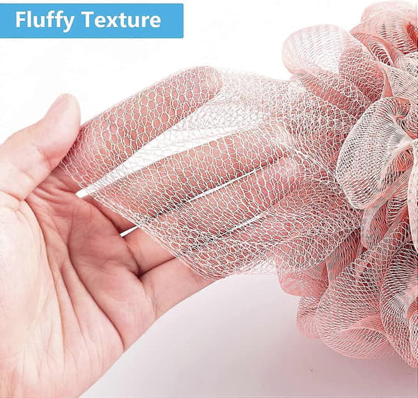 Bade-loofah stor 60g brusesvamp kropsskrubber netpouf til mænd og kvinder, sæt med 4 (pink)