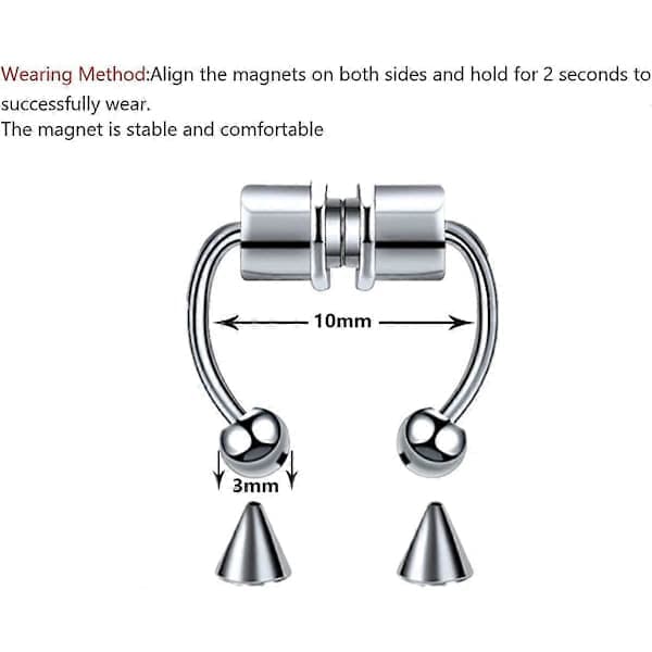 Magnetisk Septum Næsepiercing, Hestesko Rustfrit Stål, Falske Næsepiercinger, Clip-On