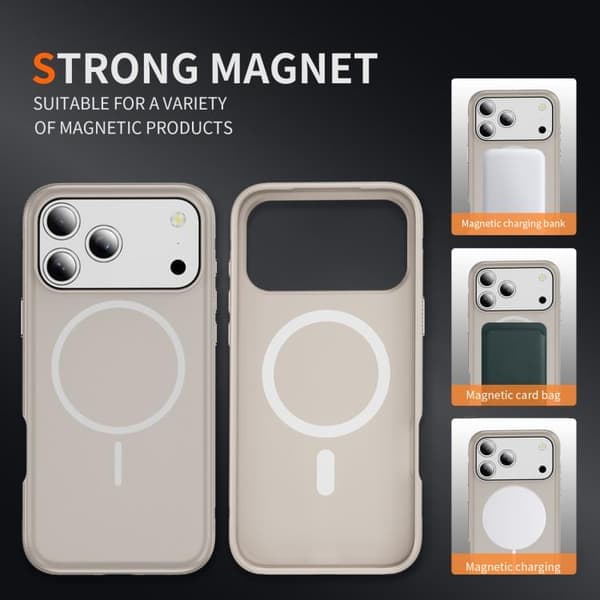 iPhone 17 Pro Magsafe Imitasjon Original PC Hybrid TPU Deksel Beige Grå Beige Grå