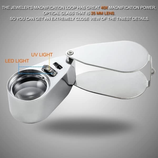 40x Foldbar lup med LED-lys
