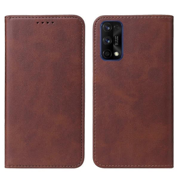 Magnetiskt läderfodral för Realme 7 Pro Brun Brown