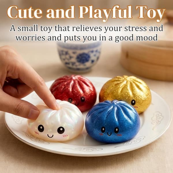 Blinkande Dumpling Squishy Leksak med Låda, Lysande Stressavlastande Klämleksak (Vit) Vit White