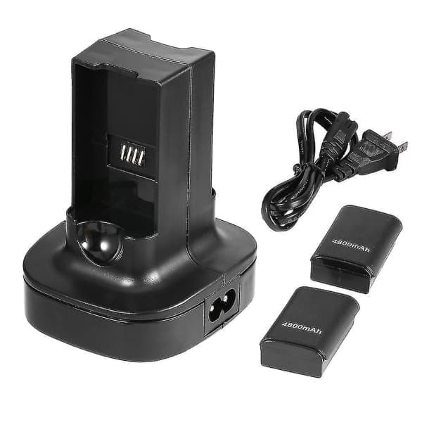 Ladestation med base til Xbox 360-controllere + 2 genopladelige batterier