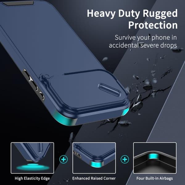 iPhone 17 Pro deksel med skyvbart kameralokk TPU + PC Blå Blå