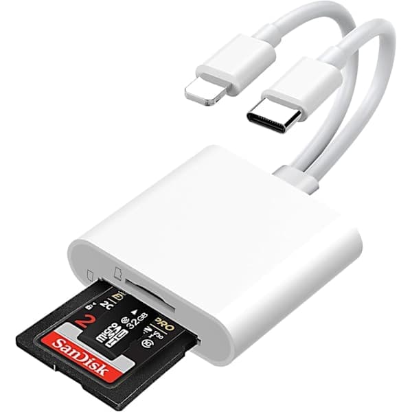 2-i-2 Lightning + USB C till SD-kortläsare iPhone Vit - SD-kortläsare 2-i-2 Lightning + USB C-kortläsare 2-in-2 Lightning + USB C Card Reader