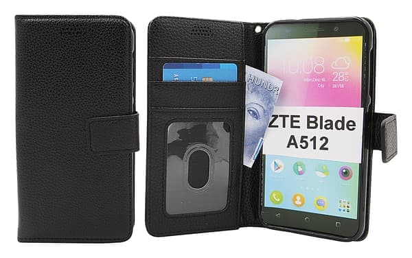 Nyt Standcase Pung ZTE Blade A512 (Sort) Sort Svart