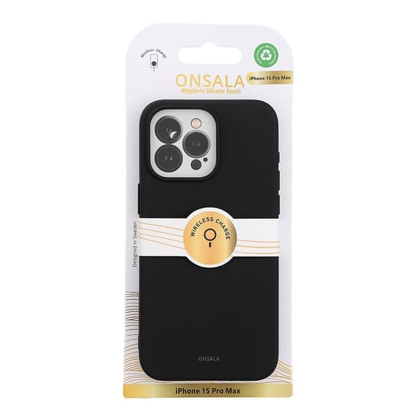 ONSALA iPhone 15 Pro Max MagSafe-deksel med silikonoverflate svart