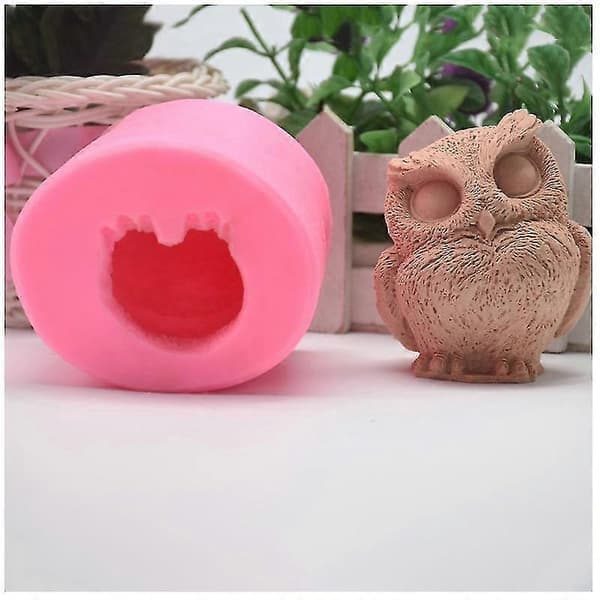 Ugle harpiks silikoneform 3D ugleformede lysforme DIY fuglestøbeforme dyrelerform - Ugle Fo