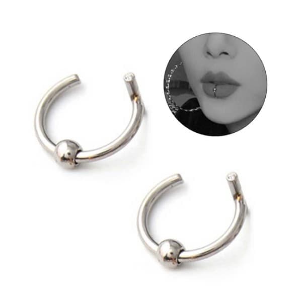 2-pack falska läppringar utan hål falska piercingar silver silver