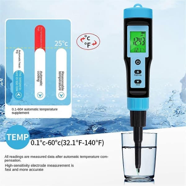 Mat PH-mätare 0.00-14.00PH Hög noggrannhet Temp PH-testare Sensor Syraanalysator för köttkonservering Ost Deg Vatten A