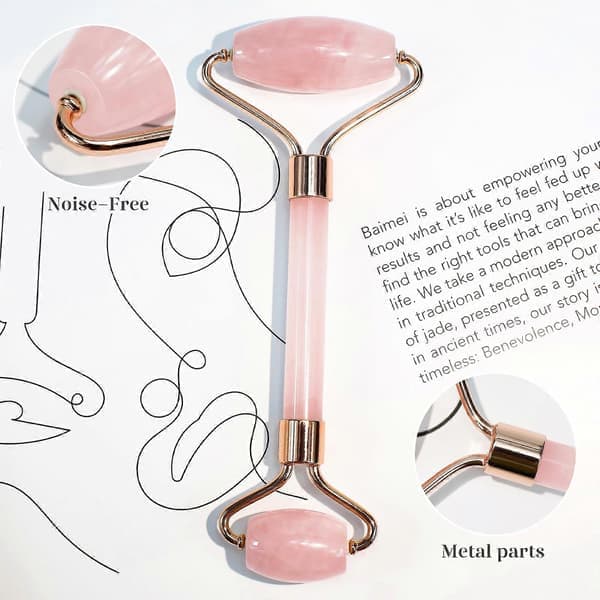 Gua Sha og ansiktsruller, Roller Rosenkvarts Gua Sha-stein