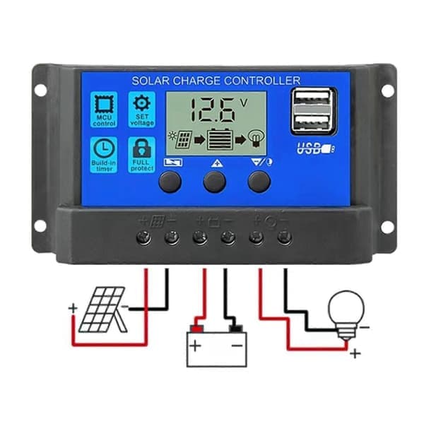 20a/30a LCD Solcellepanel Batteriregulator Ladekontroller Dobbel USB 12V/24V -Sy 20A 20A