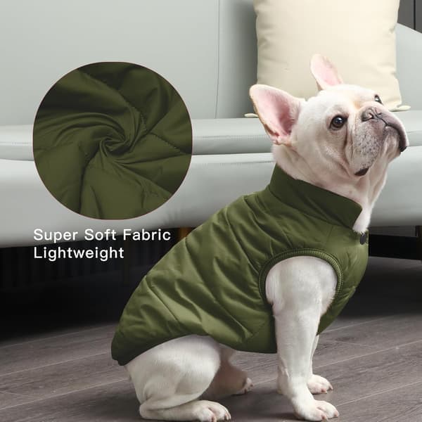 Vindtät Hundjacka med 2-Lagers Fleece Foder - Extra Varm och Mjuk Vinterjacka Grön M Green M