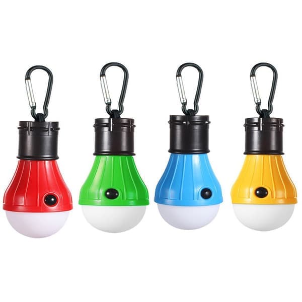 4 campinglamper, batteridrevne, lyst campingtilbehør